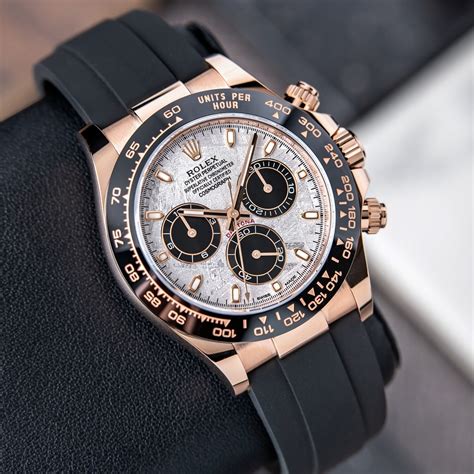 rolex daytona 18k rose gold watch|Rolex daytona meteorite white gold.